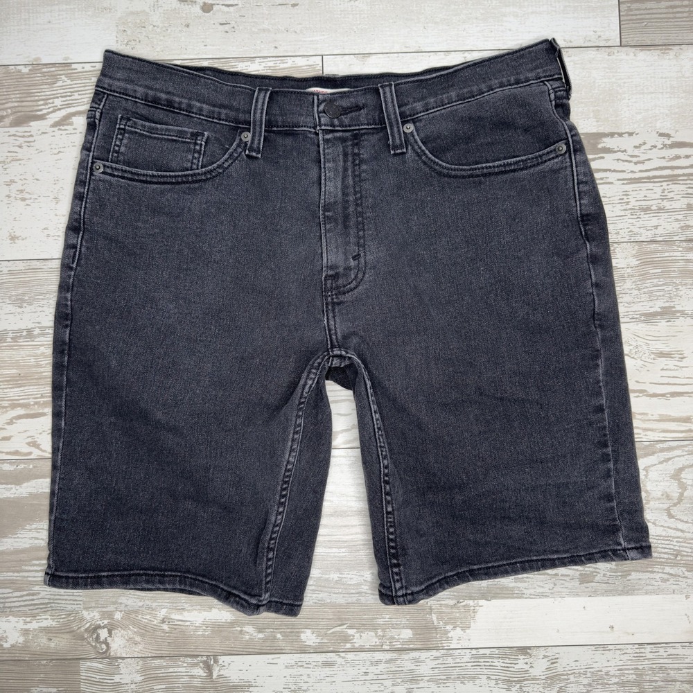 Signature Levi Strauss Denim Shorts Mens 32 Black Gray Classic Casual Jeans